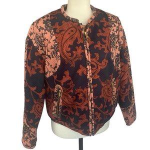 Cropped Jacket Quilted Damask Statement Bomber Baroque VTG Victorian Style 10